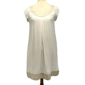 Diane Von Furstenberg Ivory Silk Blend Crepe Scoop Neck Sleeveless Dress Size 4